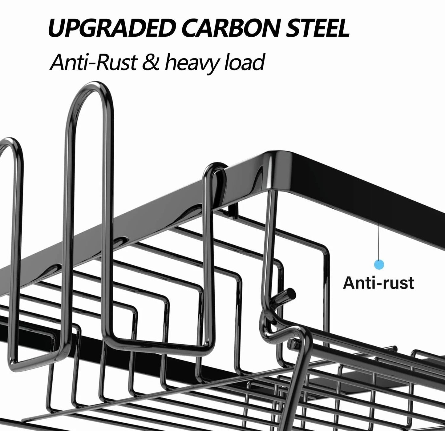 DryLux360™ Dish Drying Rack for Kitchen, 2 Tier Stainless Steel Dish Racks Sink Organizer with Cutlery Holder, Space - Saving for Home, Black PHANCIR - Chefware